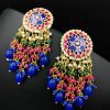 Traditional gold-plated Meenakari earrings with intricate enamel work.