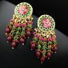 Traditional gold-plated Meenakari earrings with intricate enamel work.