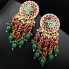 Traditional gold-plated Meenakari earrings with intricate enamel work.