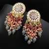 Traditional gold-plated Meenakari earrings with intricate enamel work.
