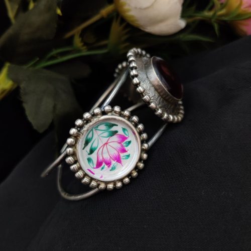 Replica Polish Hand Painted Cuff Bangle With Monalisa Stone - Image 14