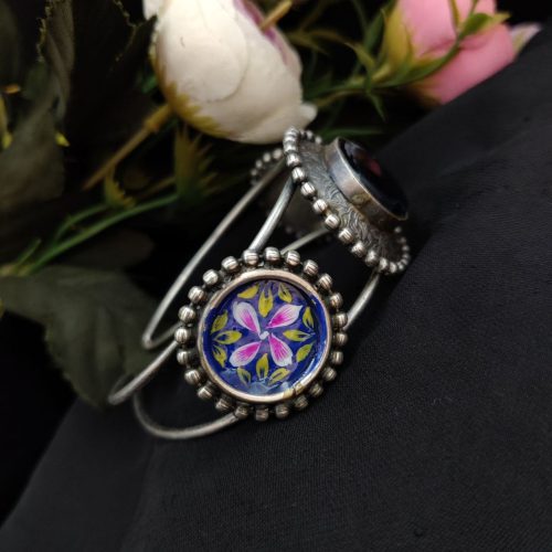 Replica Polish Hand Painted Cuff Bangle With Monalisa Stone - Image 13