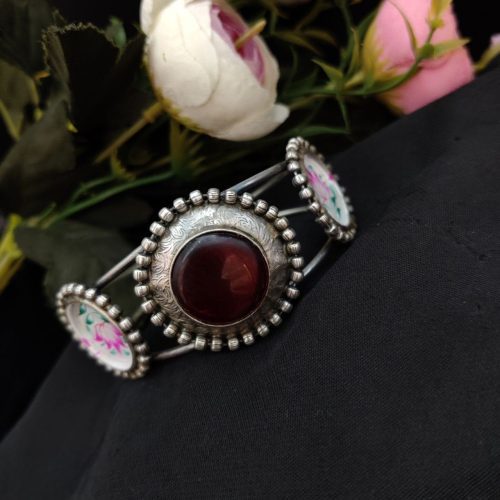 Replica Polish Hand Painted Cuff Bangle With Monalisa Stone - Image 7