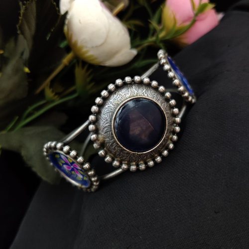 Replica Polish Hand Painted Cuff Bangle With Monalisa Stone - Image 6