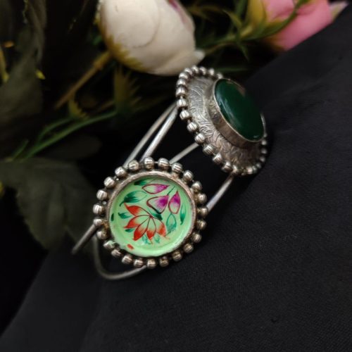 Replica Polish Hand Painted Cuff Bangle With Monalisa Stone - Image 11