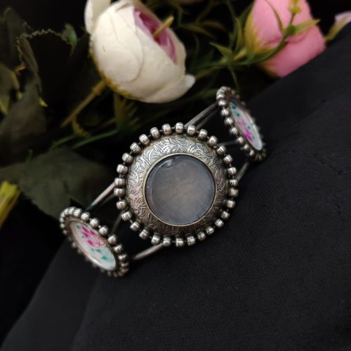 Replica Polish Hand Painted Cuff Bangle With Monalisa Stone - Image 5