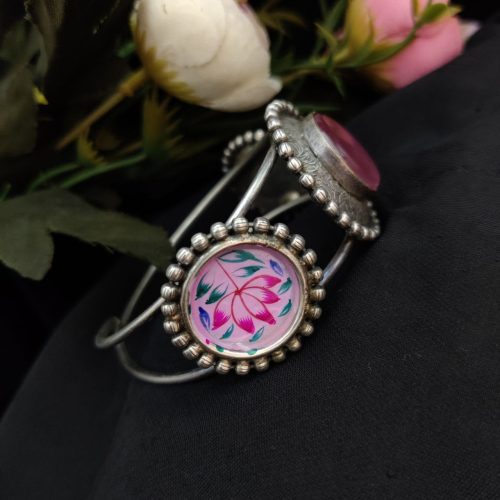 Replica Polish Hand Painted Cuff Bangle With Monalisa Stone - Image 10
