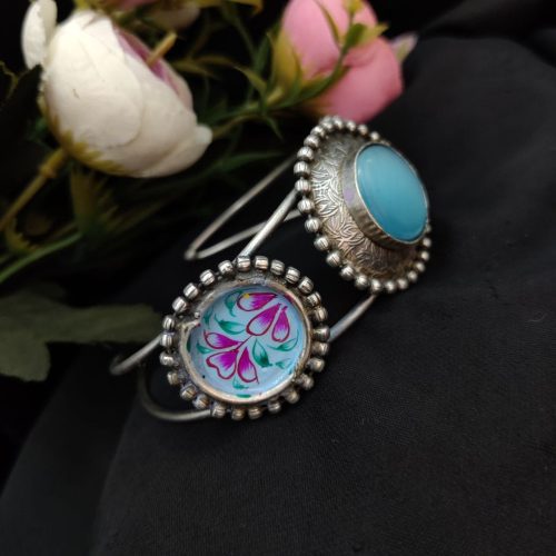 Replica Polish Hand Painted Cuff Bangle With Monalisa Stone - Image 8