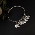 Silver Oxidised Leaf Design Adjustable Cuff Bracelet