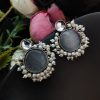 Designer Monalisa Stone Hand Made Stud Earrings With Pearls Beads