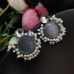 Bulk 56 Designer Monalisa Studs Hand Made Earrings With Pearls Beads - "Grey"