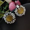 Designer Monalisa Stone Hand Made Stud Earrings With Pearls Beads