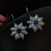 Oxidised-Silver-Replica-Flower-Design-Hook-Earrings-For-Girls