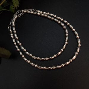 Oxdised Silver Plated Beads Anklets - Adjustable Size Anklet - Color: "Silver"