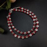 German Silver Oxidised Beads Anklet For girls - "Red"