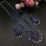 Bulk 46 Oxidised Silver Plated Choker Necklace Set For Girls - "Blue"