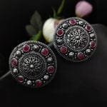 Round Shape Oxidised Stud Earrings For Girls