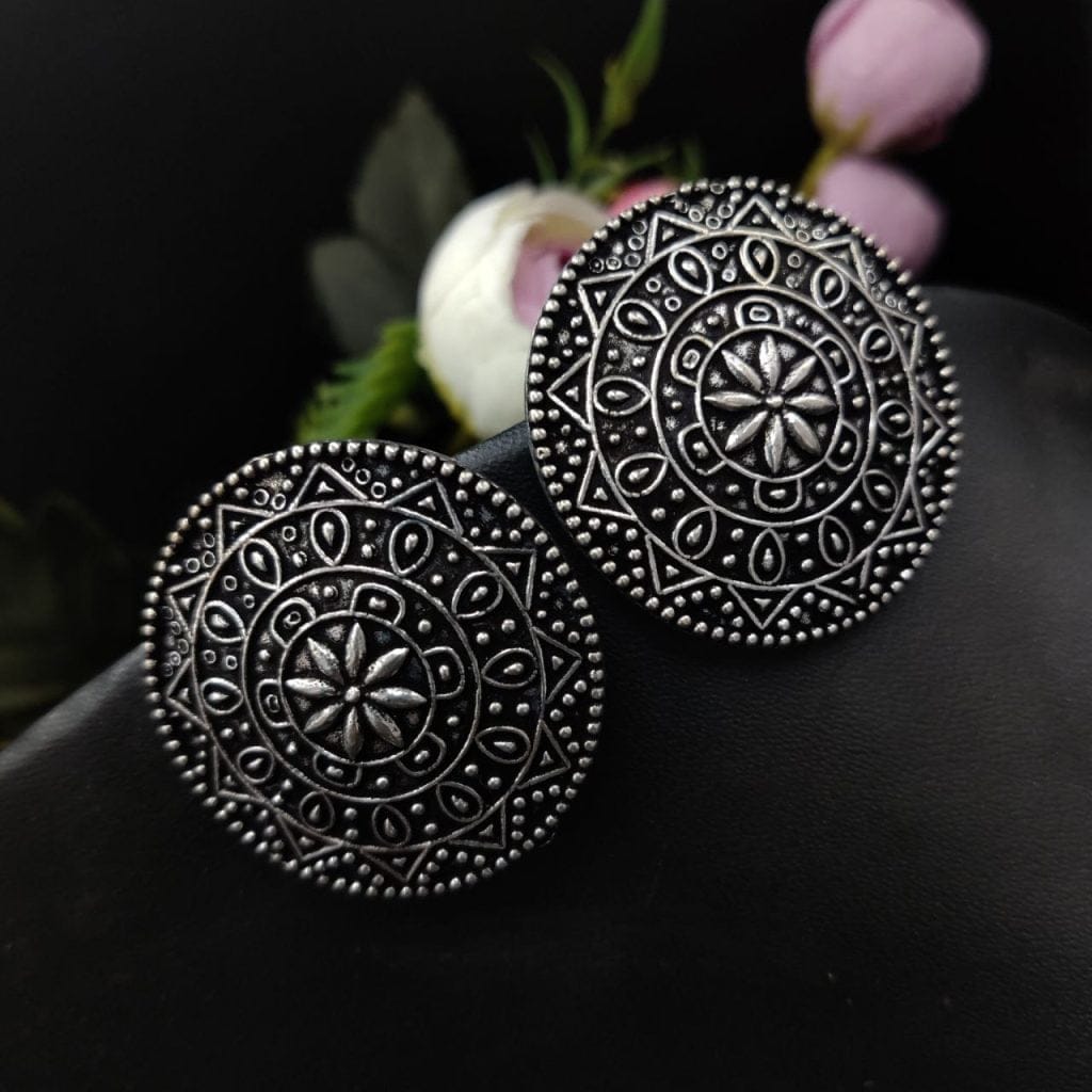 Art Of Floral Design Oxidised Stud Earrings For Girls