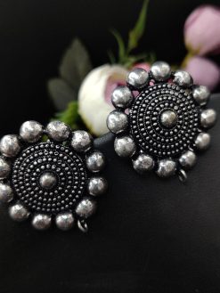 Antique Oxidised Silver Plated Oxidised Stud Earrings