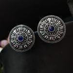 Casual Wear Oxidised Silver Plated Stud Earrings For Girls