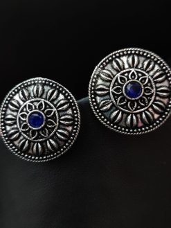 Casual Wear Oxidised Silver Plated Stud Earrings For Girls