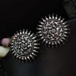 Designer Oxidised Silver Plated Oxidised Stud Earrings