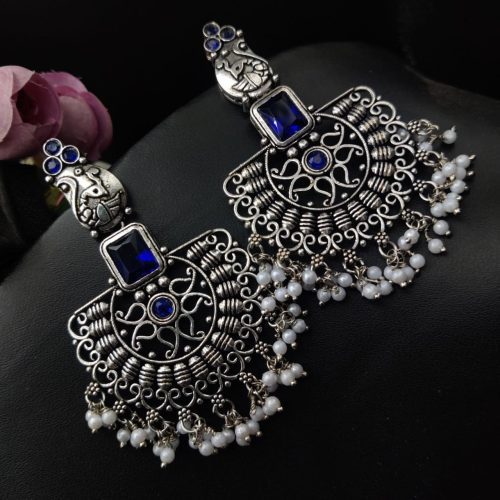 Light Weight Peacock Stud Chandbali Earrings - Image 6