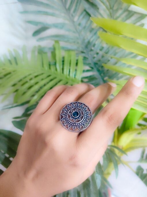 Floral Oxidised Silver Rings for Special Events - Image 4