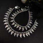 Bulk 28 German Silver Oxidised Leaf Beads Anklet For Girls - "White"