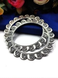 Oxidised German Silver Bangle - Unique Oxidized Designer Chudiya - Size: "2.6"
