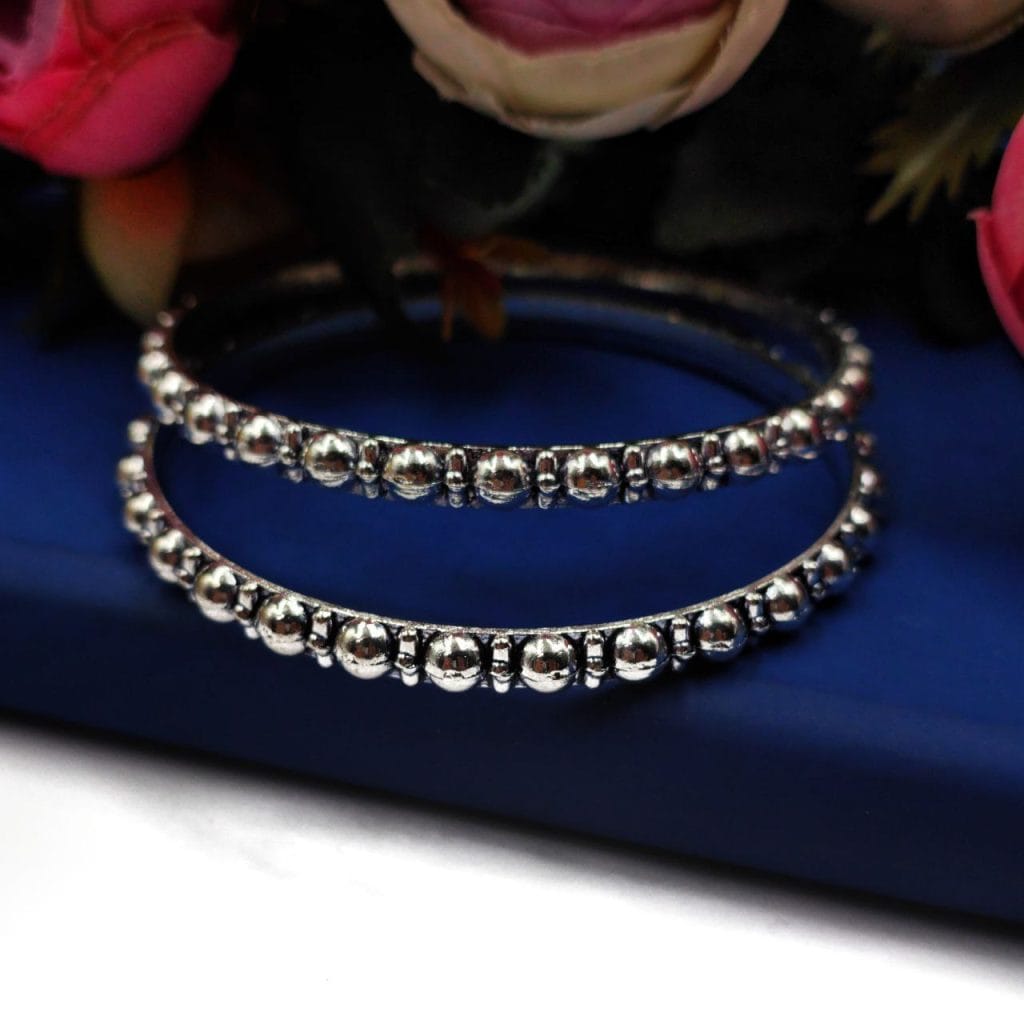 Bulk 614 German Silver Chudiya | Silver Plated Bangle | Oxidized Bangles - "2.8"
