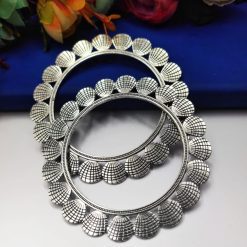 Designer Sea Shell Bangles - German Silver Oxidised Bangle For Girls