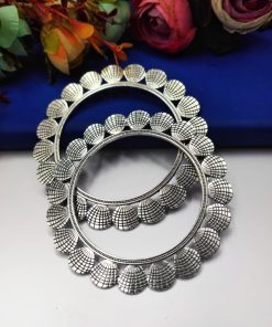 Designer Sea Shell Bangles - German Silver Oxidised Bangle For Girls