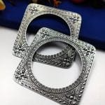 Unique Square Shape Bangle in Oxidised German Silver For Girls