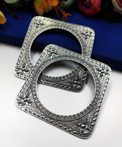 Designer Square Shape Bangle in Oxidised German Silver For Girls