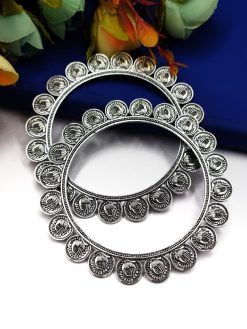 Oxidised-German-Silver-Peacock-Coin-Bangle-For-Girls