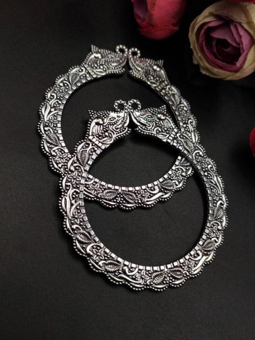 Oxidised-German-Silver-Elephant-Bangle-For-Girls