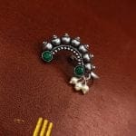 Bulk 32 Oxidised Marathi Nath - Affordable Silver Plated Press Nosepin - "Green"