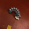 Vintage Oxidized Silver Plated Marathi Nath Press Nosepin - Traditional Maharashtrian Jewelry
