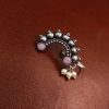 Vintage Oxidized Silver Plated Marathi Nath Press Nosepin - Traditional Maharashtrian Jewelry