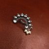 Vintage Oxidized Silver Plated Marathi Nath Press Nosepin - Traditional Maharashtrian Jewelry