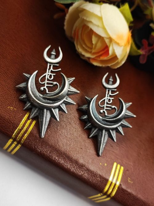 Oxidised Shakti Stud Earrings | Silver Replica Statement Studs