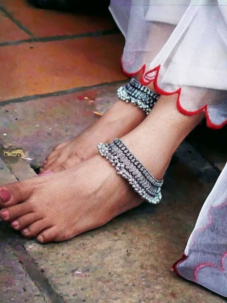 Traditional Oxidised Heavy Payal - Adorable Broad Anklets