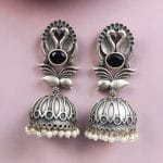 Fashion-forward Best Oxidised Replica Bird Jhumka Earrings - "Black"