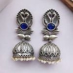 Fashion-forward Best Oxidised Replica Bird Jhumka Earrings - "Blue"