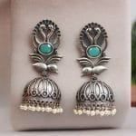 Fashion-forward Best Oxidised Replica Bird Jhumka Earrings - "Mint"