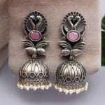 Fashion-forward Best Oxidised Replica Bird Jhumka Earrings - "Baby Pink"