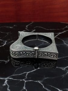 Designer Oxidised Kada | Unique Square Shape Free Size Opeanable Bracelet