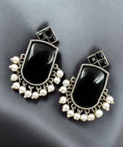 Designer Oxidised Monalisa Stone Stud Earrings | Best Daily Wear Elagant Jewelry