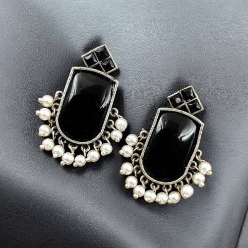 Designer Oxidised Monalisa Stone Stud Earrings | Best Daily Wear Elagant Jewelry